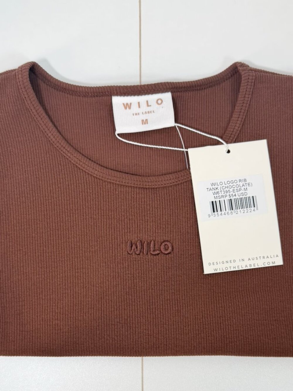 Wilo Logo Rib Tank Chocolate Brown Medium NWT Ribbed Athleisure Workout Top - Picture 5 of 6
